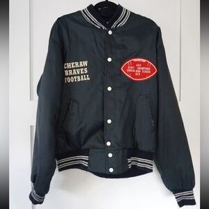 Vintage 1979 1970s West Wind AAA Varsity Football Jacket Patch Navy Blue Large